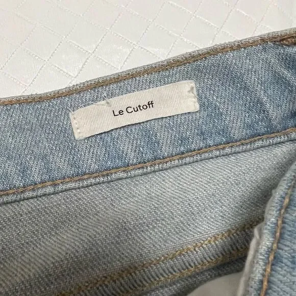 FRAME Le Cut Off Denim Shorts Hurrah Light Wash Raw Hem Distressed Size 27